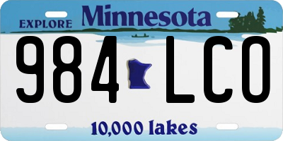 MN license plate 984LCO