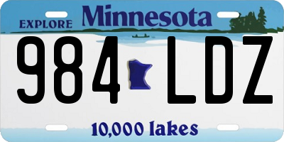 MN license plate 984LDZ