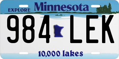 MN license plate 984LEK