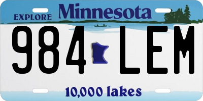 MN license plate 984LEM
