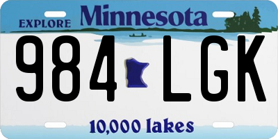 MN license plate 984LGK