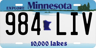 MN license plate 984LIV
