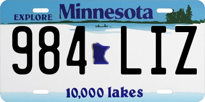 MN license plate 984LIZ