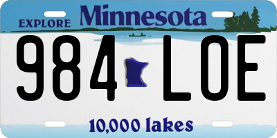 MN license plate 984LOE