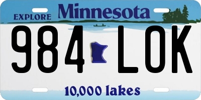 MN license plate 984LOK