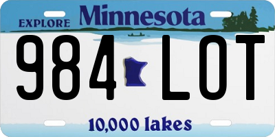 MN license plate 984LOT