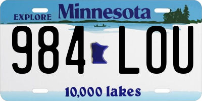 MN license plate 984LOU