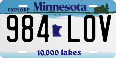 MN license plate 984LOV