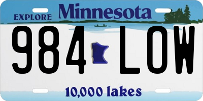 MN license plate 984LOW
