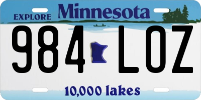 MN license plate 984LOZ