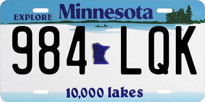 MN license plate 984LQK