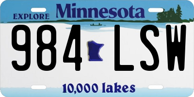 MN license plate 984LSW