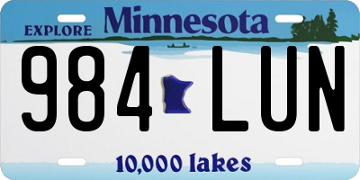 MN license plate 984LUN