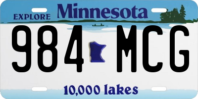 MN license plate 984MCG