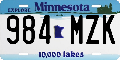 MN license plate 984MZK