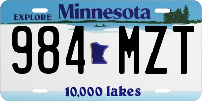 MN license plate 984MZT