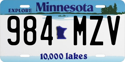 MN license plate 984MZV