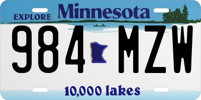 MN license plate 984MZW
