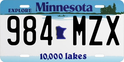 MN license plate 984MZX