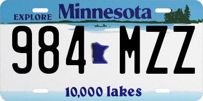 MN license plate 984MZZ