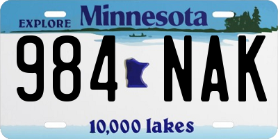 MN license plate 984NAK