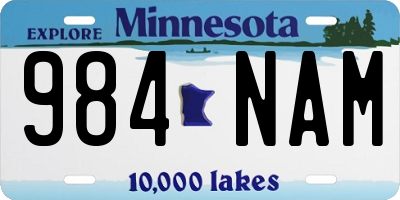 MN license plate 984NAM