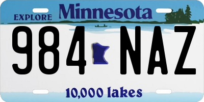 MN license plate 984NAZ