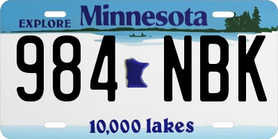 MN license plate 984NBK
