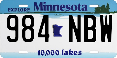 MN license plate 984NBW