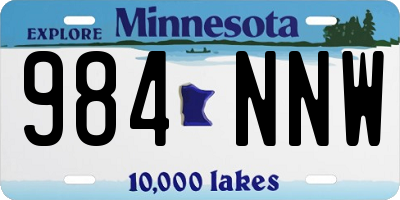 MN license plate 984NNW