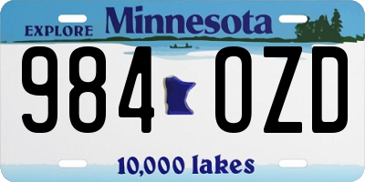 MN license plate 984OZD