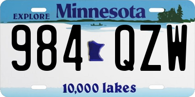 MN license plate 984QZW