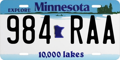MN license plate 984RAA