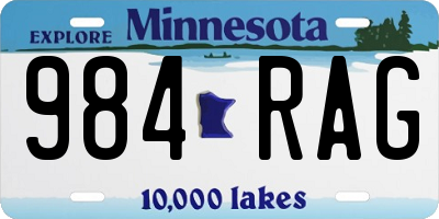 MN license plate 984RAG