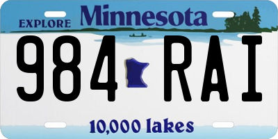 MN license plate 984RAI