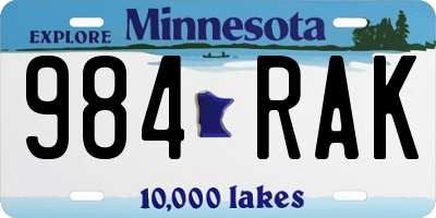 MN license plate 984RAK