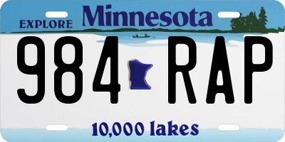 MN license plate 984RAP