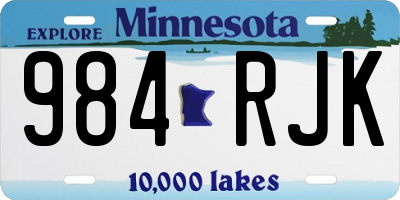 MN license plate 984RJK