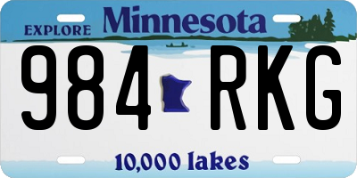 MN license plate 984RKG