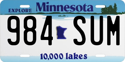 MN license plate 984SUM