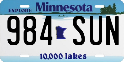 MN license plate 984SUN