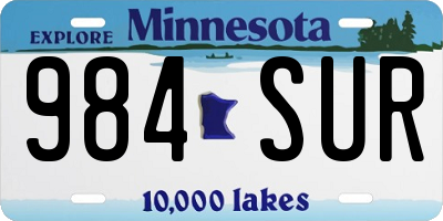 MN license plate 984SUR