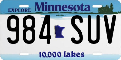 MN license plate 984SUV