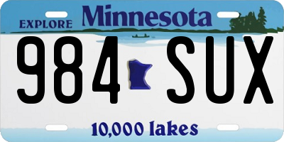 MN license plate 984SUX