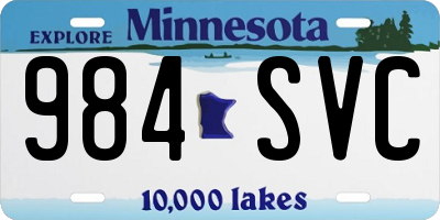 MN license plate 984SVC
