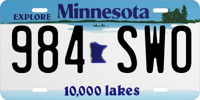 MN license plate 984SWO