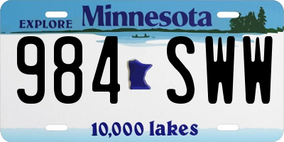 MN license plate 984SWW