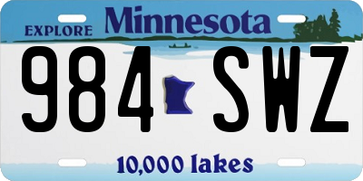 MN license plate 984SWZ