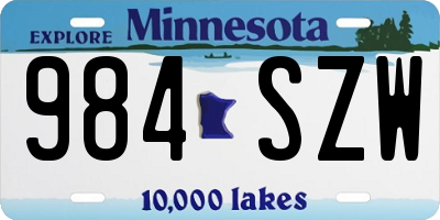 MN license plate 984SZW