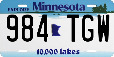 MN license plate 984TGW